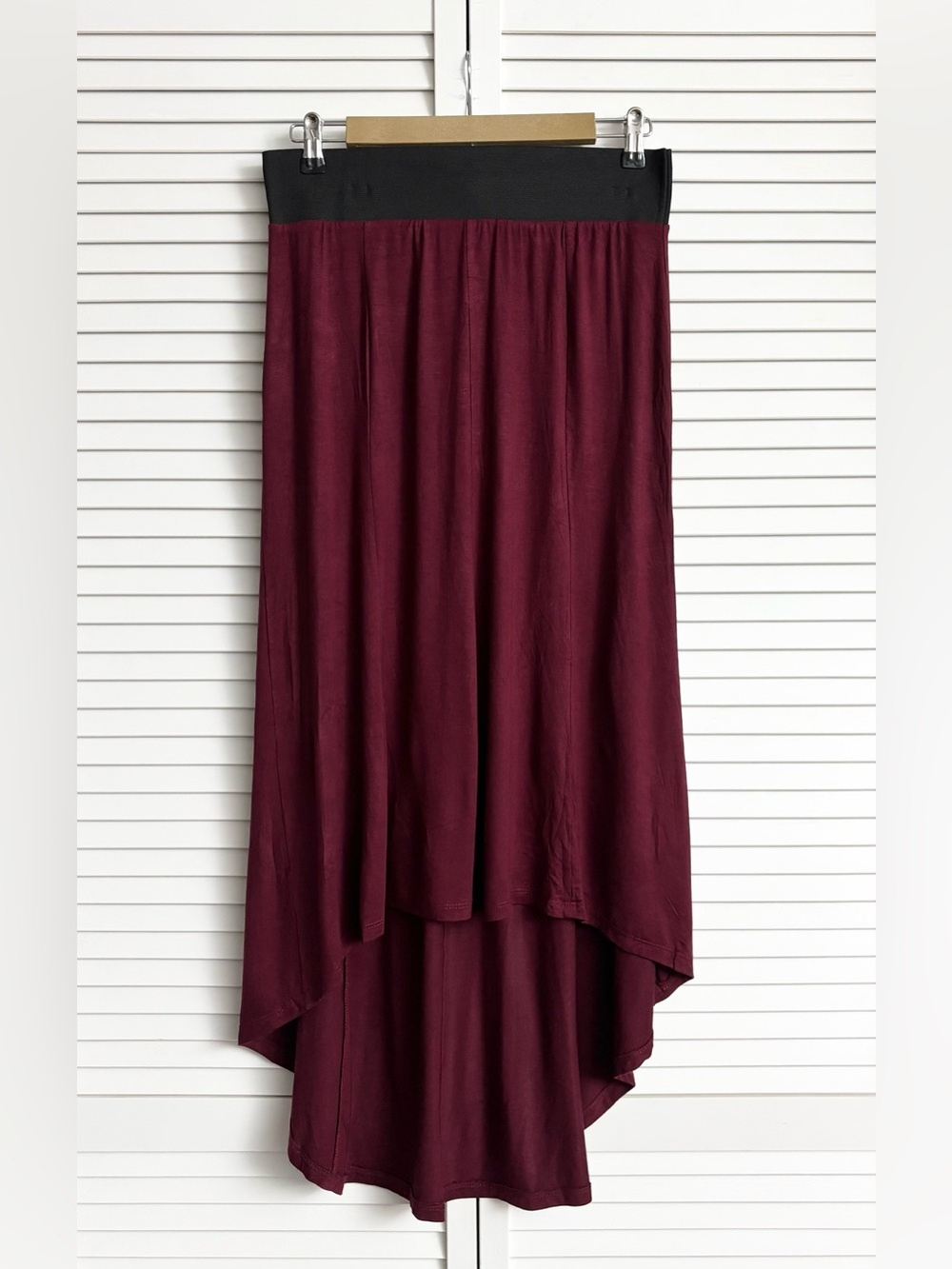 Yummy Plus Women’s High-Low Burgundy Maxi Skirt, Size: 1X, NWOT
